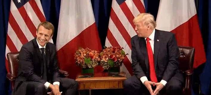 Ο Μακρόν ξεκαρδίζεται όταν ο Τραμπ δηλώνει ότι ζήλεψε την παρέλαση για την ημέρα της Βαστίλης (βίντεο)